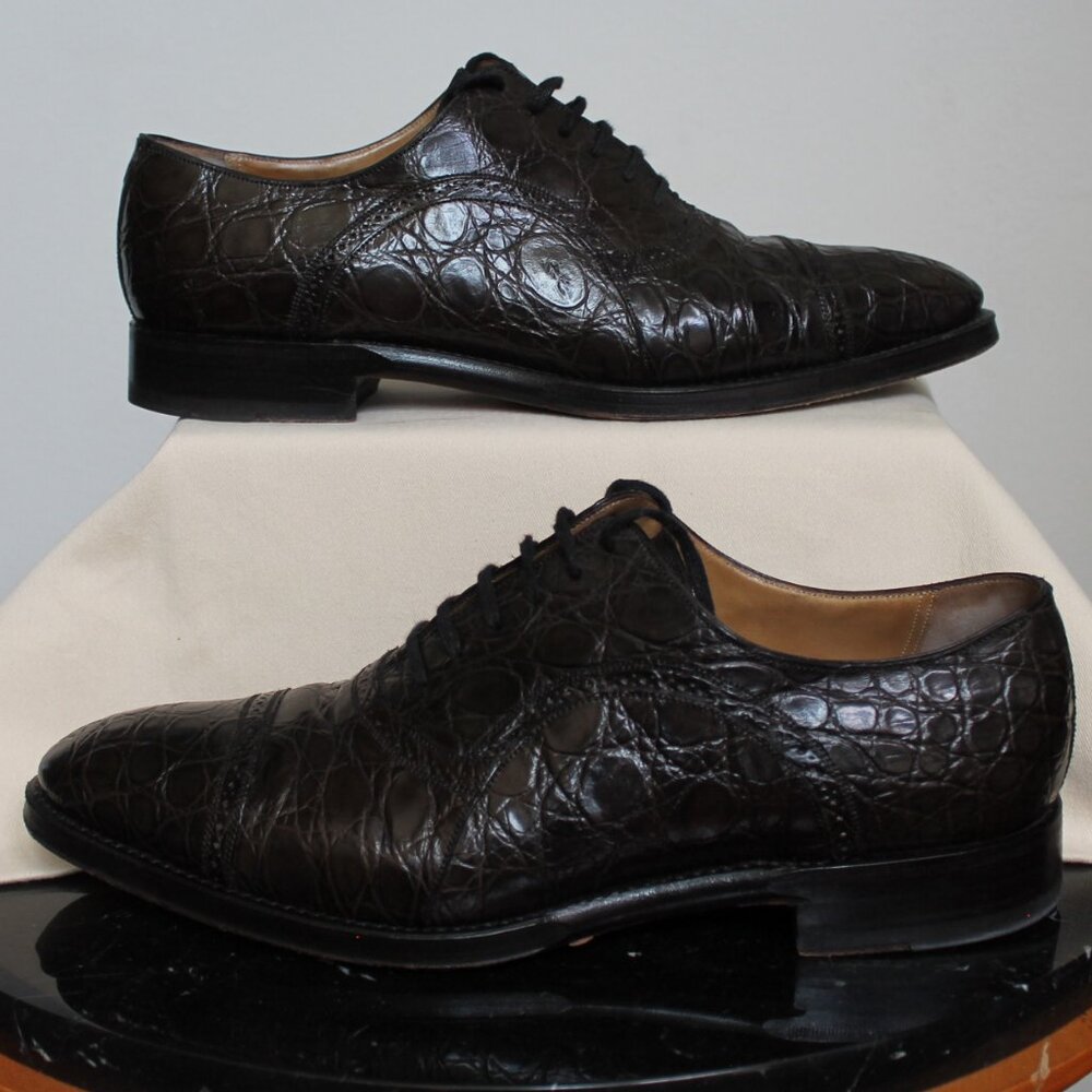 Bally Scribe genuine Alligator Men's dark brown lace ups US size 10 Switzerland